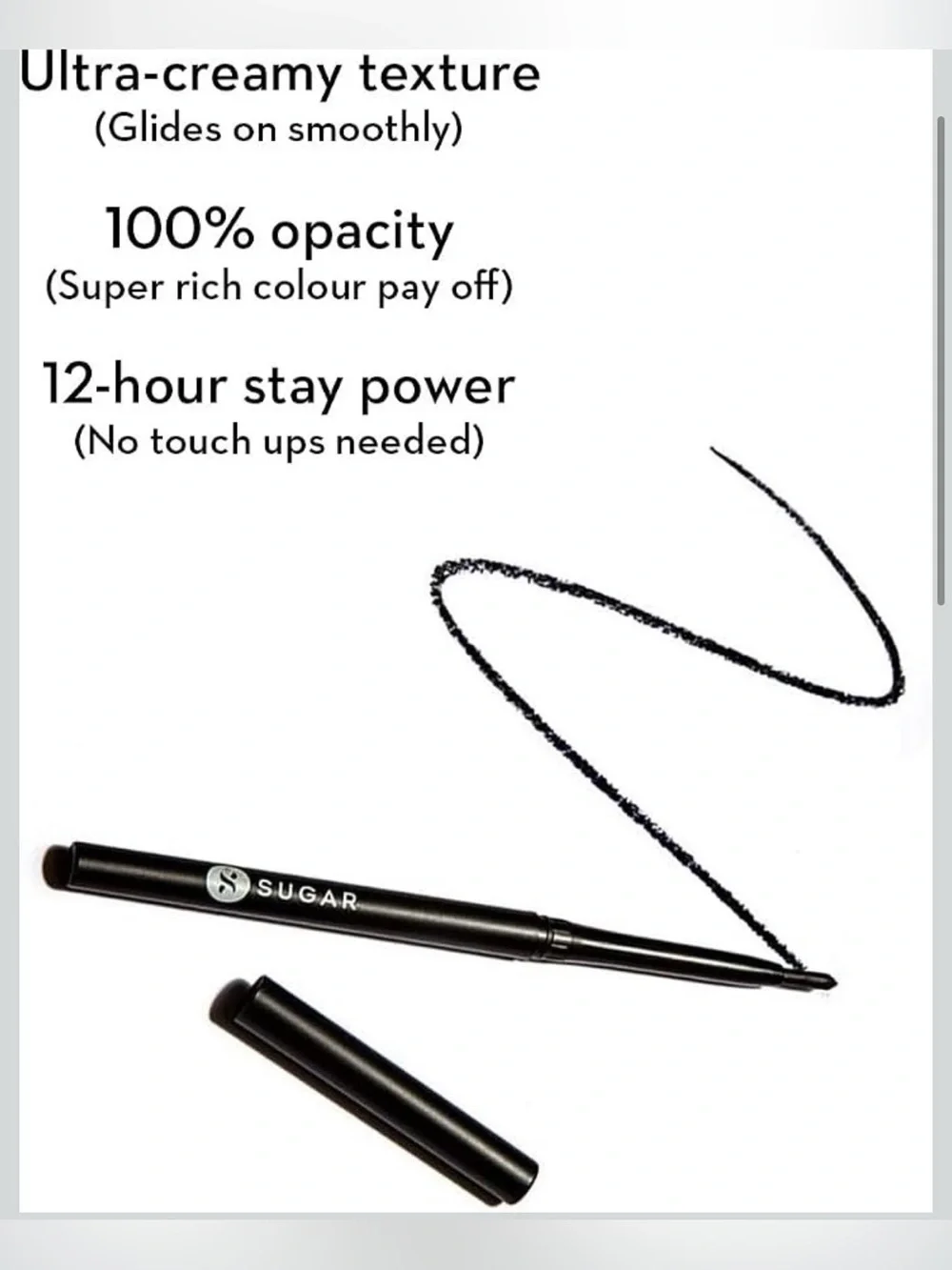 SUGAR Cosmetics Kohl Of Honour Intense Kajal….Color: 01 Black Out…New